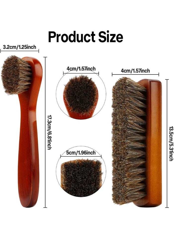 Shoe Brush, Shoe Cleaning Brush, 2 Pieces Horsehair Shoe Brush, Boot Brush, Horse Hair Brush for Leather, Shoe Brushes for Cleaning, Leather Shoes Boot Cleaning Brush Care Clean Dauber Applicators - Image 4